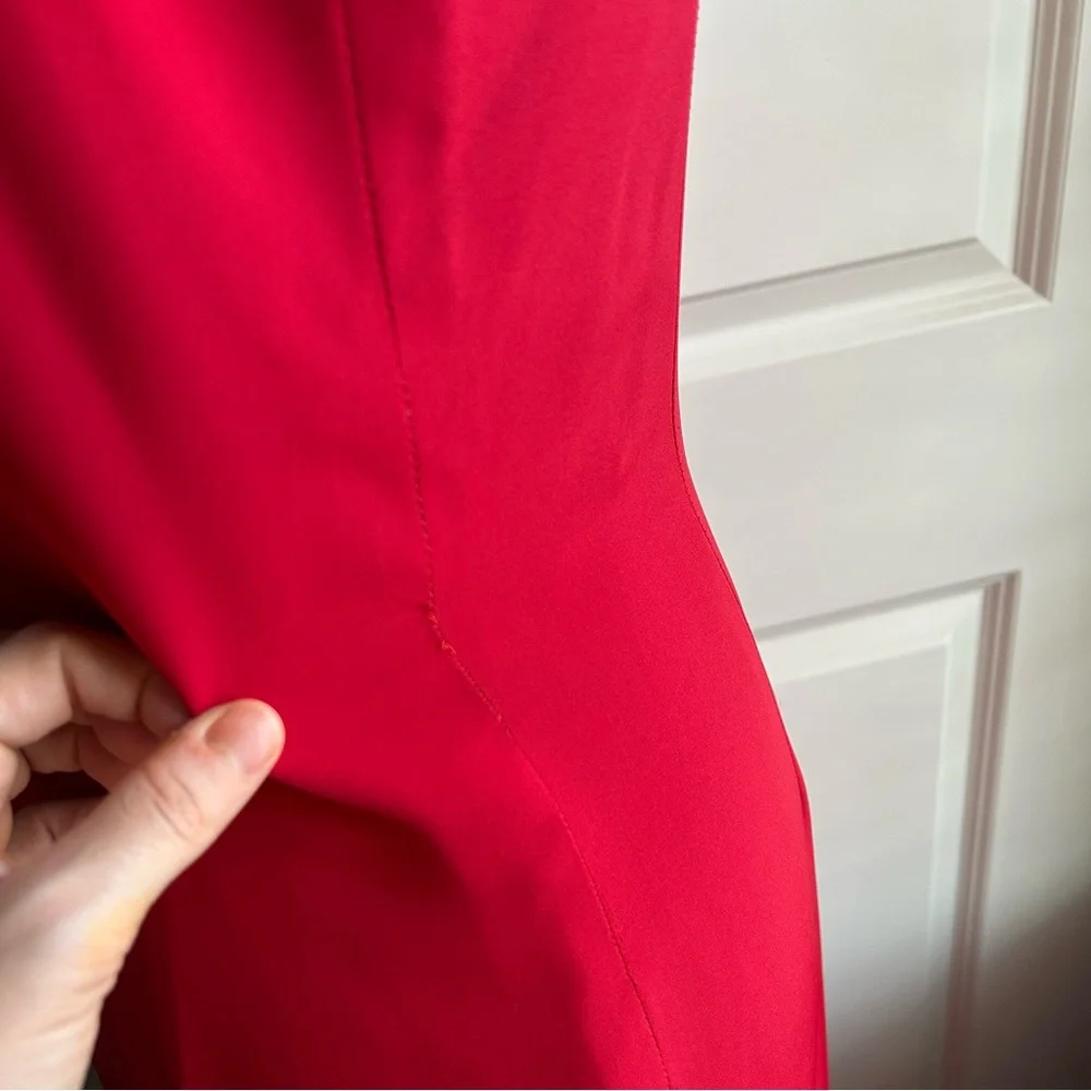 Vintage Red Floor Length Gown Spaghetti Straps 80s 90s - Picture 8 of 12